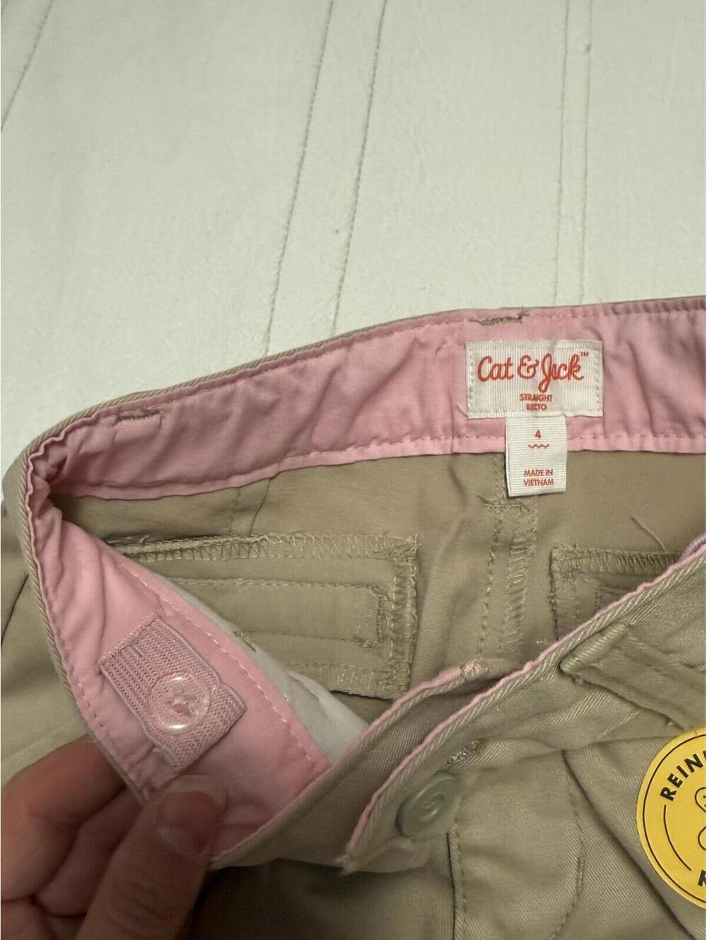 Two Pair: Cat and Jack Khaki School Uniform Straight Pants Girls Size 4 NWT